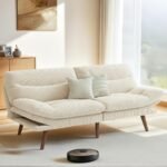 Pipishell Futon Sofa Bed, 73" Convertible Futon Couch, Adjustable Backrest & Armrests, Corduroy Recliner Sleeper Couch for Small Spaces, Living Room, Office, Guest Room (White, 73 Inch) - Image 3