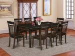 East West Furniture HECA9-CAP-W 9 Piece Kitchen Table Set Includes a Rectangle Dining Table with Pedestal and 8 Dining Room Chairs, 42x72 Inch, Cappuccino - Image 3