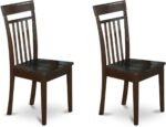 East West Furniture HECA9-CAP-W 9 Piece Kitchen Table Set Includes a Rectangle Dining Table with Pedestal and 8 Dining Room Chairs, 42x72 Inch, Cappuccino - Image 6