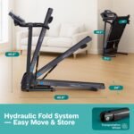 SereneLife Electric Folding Treadmill Exercise Machine - Smart Compact Digital Fitness Treadmill Workout Trainer w/Bluetooth App Sync, Manual Incline Adjustment, for Walking, Running, Gym - Image 6