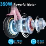 Electric Scooter for Adults, Folding Commuter Kids E-Scooter, 350W Motor, 8.5” Tires, 16–19 MPH, 19–21 Miles Range, Dual Brake, App Control, Lightweight Scooter for Teens - Image 6