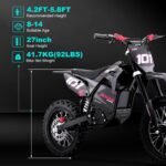 KOOZ HP115E Electric Dirt Bike Ebike for Kids and Teens, 40 MPH 60V 2000W (Max 3000W) Offroad Motorcycle with 14"/12" Tires, Hydraulic Brakes, Ideal for Offroad Riding (40 MPH Red) - Image 3