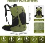 IX INOXTO Hiking Backpack, Waterproof Hiking Daypack with 3L Water Bladder and Rain Cover, Lightweight Travel Camping Backpack for Men Women (Dark Green) - Image 3