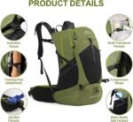 IX INOXTO Hiking Backpack, Waterproof Hiking Daypack with 3L Water Bladder and Rain Cover, Lightweight Travel Camping Backpack for Men Women (Dark Green) - Image 4