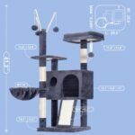 Hey-brother Cat Tree Tower, Scratching Posts with Removable Toys, Cozy Condo, Platform, Hammock, Sisal Scratch Board and Ball for Indoor Kittens, 41.3 Inches, Smoky Gray MPJ008SG - Image 3