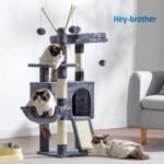 Hey-brother Cat Tree Tower, Scratching Posts with Removable Toys, Cozy Condo, Platform, Hammock, Sisal Scratch Board and Ball for Indoor Kittens, 41.3 Inches, Smoky Gray MPJ008SG - Image 7