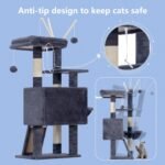 Hey-brother Cat Tree Tower, Scratching Posts with Removable Toys, Cozy Condo, Platform, Hammock, Sisal Scratch Board and Ball for Indoor Kittens, 41.3 Inches, Smoky Gray MPJ008SG - Image 8
