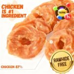 Dog Treats Chicken Jerky Rings, Rawhide-Free Grain-Free Real Dried Tenders Natural Chicken Breast Dog Chewy Training Snacks for Small Medium Large Dogs Large Pack, 10.6 oz - Image 3