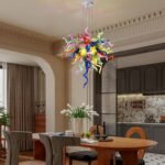 Hand Blown Glass Chandeliers Light Fixture Diam 20" x H 20" Color Glass Chandelier for Dining Room, Entrance, Bedroom, Entryway, Foyer, Living Room - Image 5