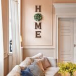 Mkono Farmhouse Wall Home Sign with Artificial Eucalyptus for O Rustic Wooden Hanging Letters Decorative Wall Art Decor for Living Room Kitchen Entryway Housewarming Gift, Brown - Image 3