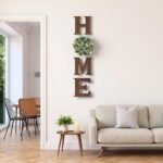 Mkono Farmhouse Wall Home Sign with Artificial Eucalyptus for O Rustic Wooden Hanging Letters Decorative Wall Art Decor for Living Room Kitchen Entryway Housewarming Gift, Brown - Image 8
