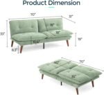 LINSY HOME Futon Sofa Bed, 70" Futon Couch with Adjustable Backrest and Armrest, Comfy Loveseat Convertible Folding Sleeper Sofa Couches for Small Spaces Living Rooms Apartment Office - Image 3