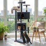 Sweetcrispy 70" Large Cat Tree Tower, Cat Tree for Large Cats, Multi-Level with Scratching Post, Cozy Fun Cat Jumping Platform Space, Grey - Image 3
