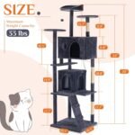 Sweetcrispy 70" Large Cat Tree Tower, Cat Tree for Large Cats, Multi-Level with Scratching Post, Cozy Fun Cat Jumping Platform Space, Grey - Image 6