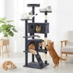 Sweetcrispy 70" Large Cat Tree Tower, Cat Tree for Large Cats, Multi-Level with Scratching Post, Cozy Fun Cat Jumping Platform Space, Grey - Image 7