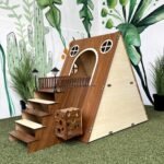 Large Modern Wooden Rabbit Castle House Hutch - Bunny Hideout Indoor Habitats - Pet 2-Story Home Furniture（Excluding Street Lights） - Image 6
