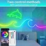 50Ft Led neon Rope Lights Music Sync IP65 Waterproof Flexible Led Rope Lights 40Key Remote/APP Control,Outdoor RGB Neon Lights, DIY Wall Decor Led Neon Strip Lights for Bedroom Indoor. - Image 3