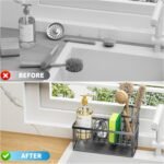 Cisily Kitchen Sink Caddy Organzier with High Brush Holder, Sponge Holder for Sink, 304 Rustproof Stainless, Kitchen Countertop Soap Dispenser Organizer, Kitchen Decor and Accessories - Image 5