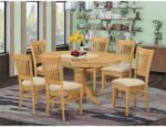East West Furniture AVVA7-OAK-C 7 Piece Dining Table Set Consist of an Oval Dining Room Table with Butterfly Leaf and 6 Linen Fabric Upholstered Chairs, 42x60 Inch, Oak - Image 3