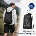 20L Hiking-Daypack Lightweight Foldable Travel Packable Backpack for Camping Cycling Outdoor, Black - Image 3
