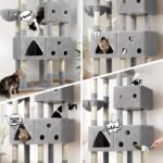Globlazer Extra Large Cat Tower, 81-inch Tall Cat Tree for Big Cats 20 lbs, XXL Heavy Duty Cat Scratching Tower for Indoor Adult Cats with 3 Cat Condos, 8 Scratching Posts, F81, Light Grey - Image 3
