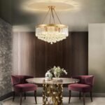 9-Light Gold Crystal Chandelier Contemporary 22'' Modern Semi Flush Mount Crystal Hanging Light Sparkling Decoration for Bedroom Entryway Living Dining Room Kitchen Island Hallway - Image 3