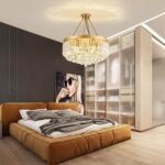 9-Light Gold Crystal Chandelier Contemporary 22'' Modern Semi Flush Mount Crystal Hanging Light Sparkling Decoration for Bedroom Entryway Living Dining Room Kitchen Island Hallway - Image 6