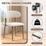 UVV Dining Chairs Set of 4, Metal Kitchen Chairs with Modern Fabric Upholstered for Dining Room, Beige - Image 3