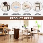 UVV Dining Chairs Set of 4, Metal Kitchen Chairs with Modern Fabric Upholstered for Dining Room, Beige - Image 4