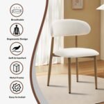 UVV Dining Chairs Set of 4, Metal Kitchen Chairs with Modern Fabric Upholstered for Dining Room, Beige - Image 5