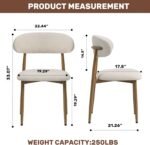 UVV Dining Chairs Set of 4, Metal Kitchen Chairs with Modern Fabric Upholstered for Dining Room, Beige - Image 6