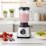 Sweetcrispy Food Processor Blender Combo for Vegetable, Dough, Electric Food Processors Slicing, 6 Cup Chopper for Meat, Puree, 2 Speeds, Sharp Blades, Safety Lock with 1.5L Glass Jar - Image 4