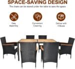 VINGLI 7 Pieces Patio Dining Set, Wicker Outdoor Dining Set for 6 Patio Furniture Set with Acacia Wood Table Outdoor Table and Chairs for Garden and Yard - Image 3