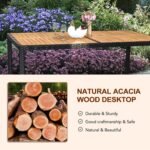 VINGLI 7 Pieces Patio Dining Set, Wicker Outdoor Dining Set for 6 Patio Furniture Set with Acacia Wood Table Outdoor Table and Chairs for Garden and Yard - Image 5
