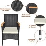 VINGLI 7 Pieces Patio Dining Set, Wicker Outdoor Dining Set for 6 Patio Furniture Set with Acacia Wood Table Outdoor Table and Chairs for Garden and Yard - Image 6