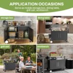 Outdoor Grill Cart with Patio Furniture, Outdoor Grill Table with Storage,Rolling Bar Cart Outdoor BBQ Cart with Hooks and Spice Rack for Grilling Accessories(Double Door, Black) - Image 9