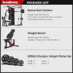 SunHome Multifunction Home Gym Equipment Workout Station, Smith Machine with 138LB Weight Stack, Leg Press, LAT Station for Full Body Training - Image 3