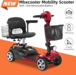 15/30 Miles 4 Wheels Mobility Scooter for Seniors/Adults Up to 300LBS,350W Electric Wheelchair Detachable Battery,Dual Baskets,Rotating Seat,USB Charging Red 15AH - Image 3