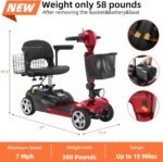 15/30 Miles 4 Wheels Mobility Scooter for Seniors/Adults Up to 300LBS,350W Electric Wheelchair Detachable Battery,Dual Baskets,Rotating Seat,USB Charging Red 15AH - Image 4