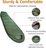 Amazon Basics 20°F Cold Weather Mummy Sleeping Bag, 82 Inches x 33 Inches, Olive Green - Image 3