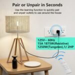 G-Homa Wireless Electrical Outlets with Remote Control, 1875W/15A, 100FT Range, ETL Listed - 3 Sockets + 1 Remote - Image 3