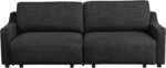 Serta Glendale 90.2" Queen Size Wall-Hugging Convertible Sofa, Dreamcoil Comfort, Chenille Fabric, Black - Image 3