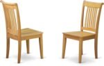 East West Furniture POC-OAK-W Portland Kitchen Dining Chairs - Slat Back Wooden Seat Chairs, Set of 2, Oak - Image 5
