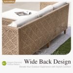 Sophia & William Outdoor Rattan Sofa Set with Thick Cushions & Coffee Table – Weather-Resistant Patio, Garden & Deck Furniture (Beige) - Image 4