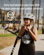 OKAI Zippy Electric Scooter for Teens and Kids Ages 8-16, UL Certified, 3-15 MPH & MAX 15.5 Miles Range, 8 inch Solid Tires, 165 MAX Load, Lightweight Folding Kick E Scooter for Boys and Girls - Image 3