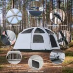 4-6 Person Camping Tent, Large Family Cabin Tents with Porch & Rainfly, Double Layer Waterproof Glamping Tent with 2 Rooms 2 Doors, Portable Big Tents for Outdoor Camping Hiking Party - Image 5