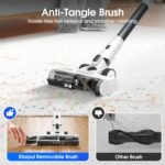 Cordless Vacuum Cleaner, 600W 50KPA 65Mins Runtime Fast Charging Vacuum Cleaner, Self-Standing LED Light Touch Screen Stick Vacuum for Home Light Weight,for Pet Hair/Carpet/Floor, White - Image 6