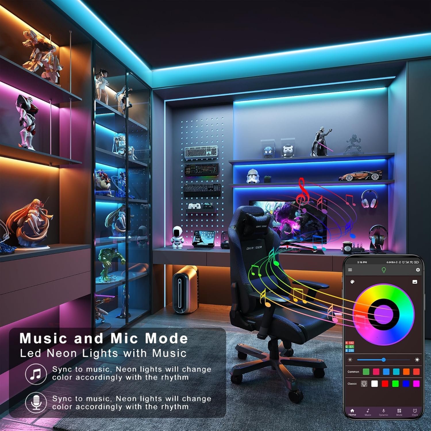 Led Lights for Bedroom 250ft (2 Rolls of 125ft) Color Changing RGB Led Strip Lights with 60 Keys Remote and App Control, Music Sync Led Lights for Room Kitchen Party Home Decor - Image 6