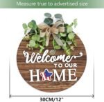 Interchangeable Seasonal Welcome Sign Front Door Decoration, Rustic Round Wood Wreaths Wall Hanging Outdoor, Farmhouse, Porch, for Spring Summer Fall All Seasons Holiday Halloween Christmas. - Image 4