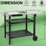 EDOSTORY Outdoor Grill Cart Pizza Oven Stand, Three-Shelf Stainless Steel Food Prep Table Patio BBQ Grill Table Bar Cart Kitchen Island with Wheels - Image 4